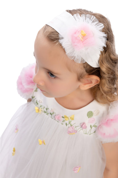 Sofia Baby Tulle Ruffled Butterfly Garden Dress-Ivory