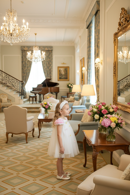 Sofia Baby Tulle Ruffled Butterfly Garden Dress-Ivory