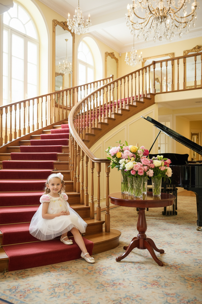Sofia Baby Tulle Ruffled Butterfly Garden Dress-Ivory