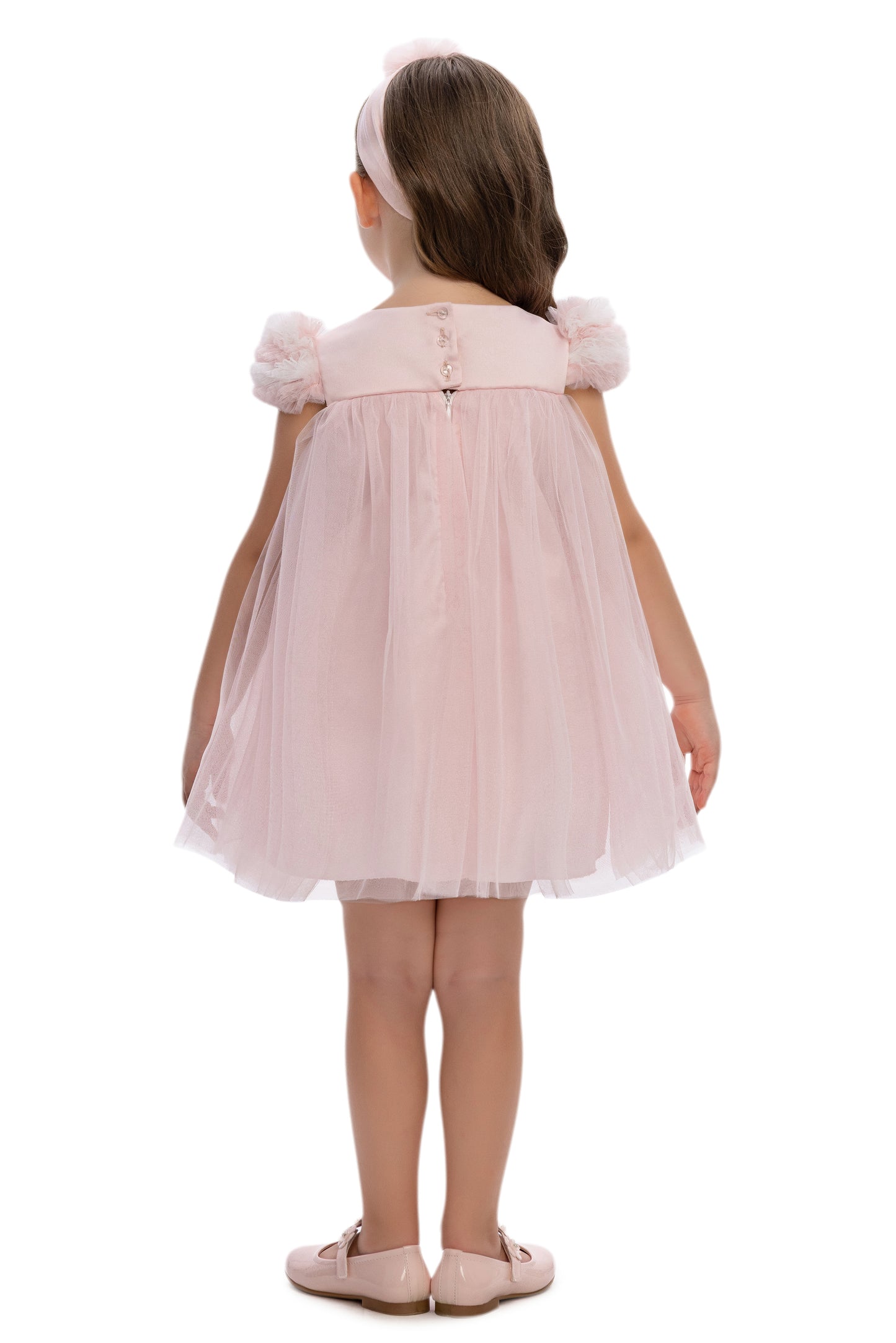 Sofia Baby Tulle Ruffled Butterfly Garden Dress-Pink