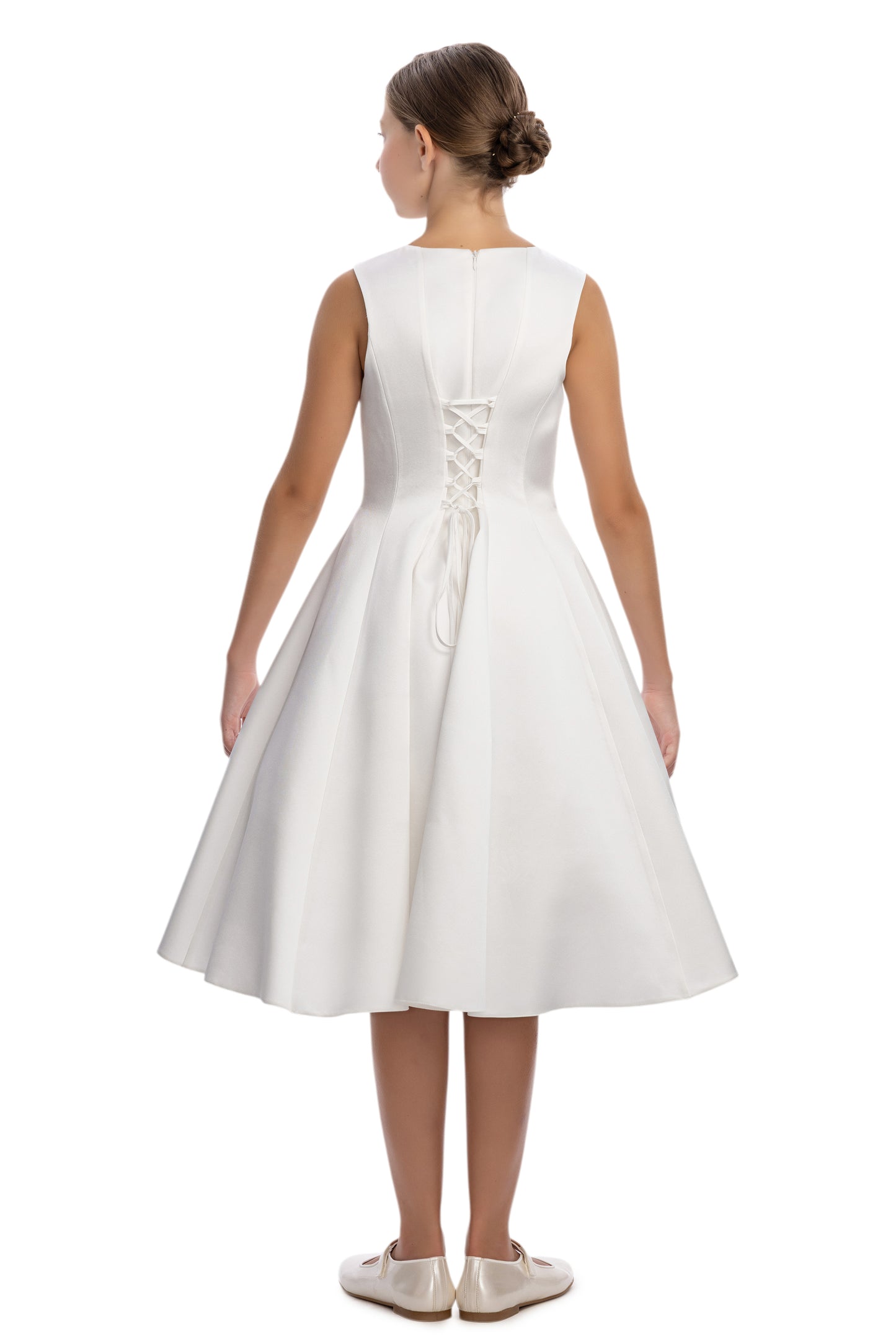 Sofia Baby Floral Embroidered Cape Tulle Dress-Ivory