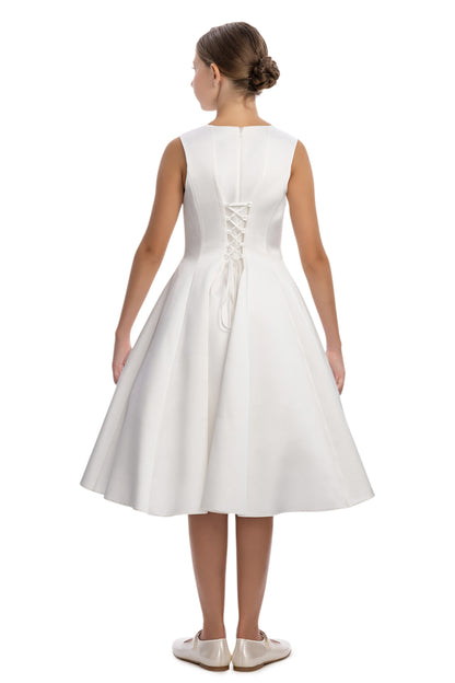 Sofia Baby Floral Embroidered Cape Tulle Dress-Ivory