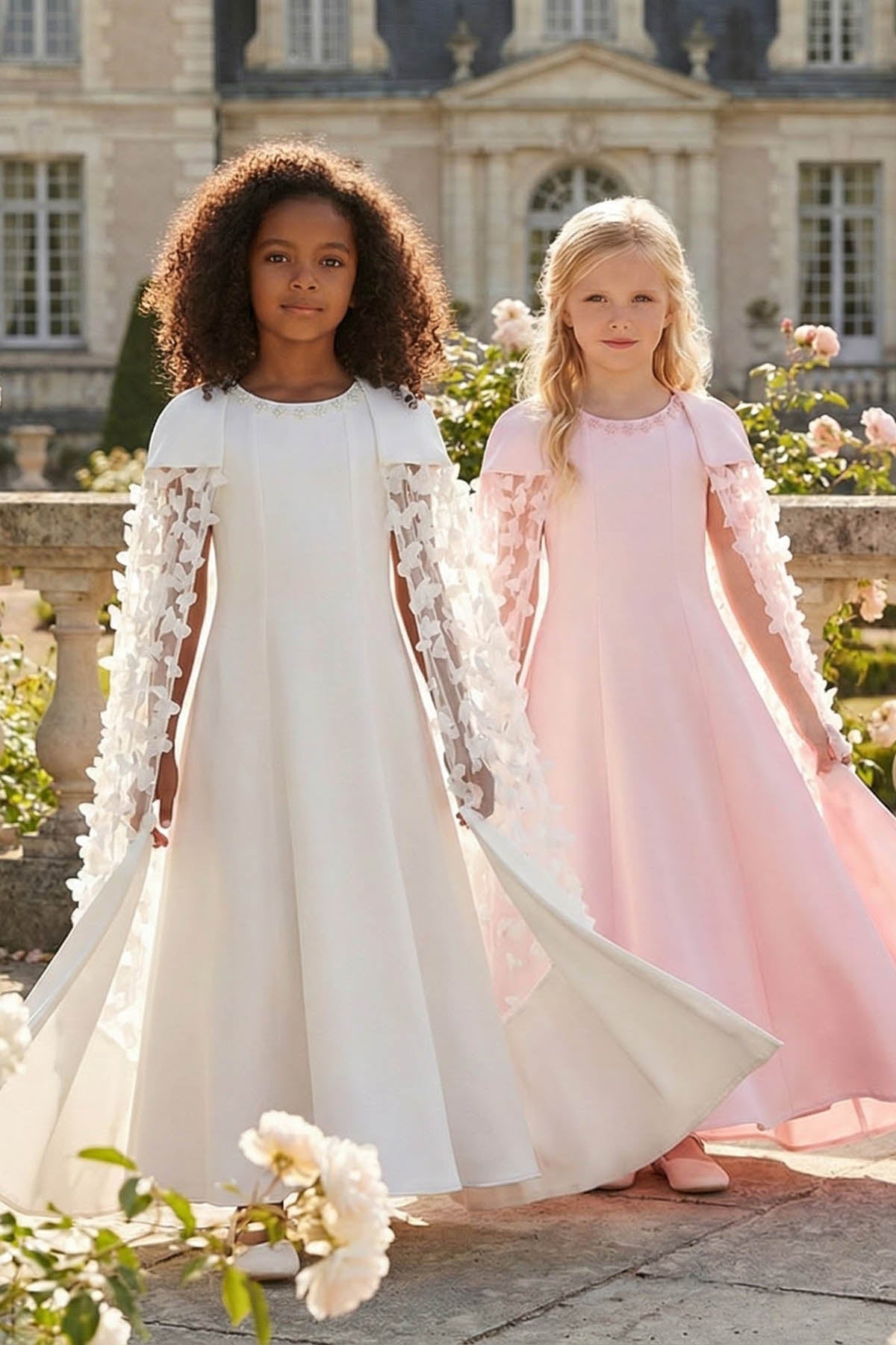 Sofia Baby Occasions: Pale Pink Tulle Butterfly Cape Dress