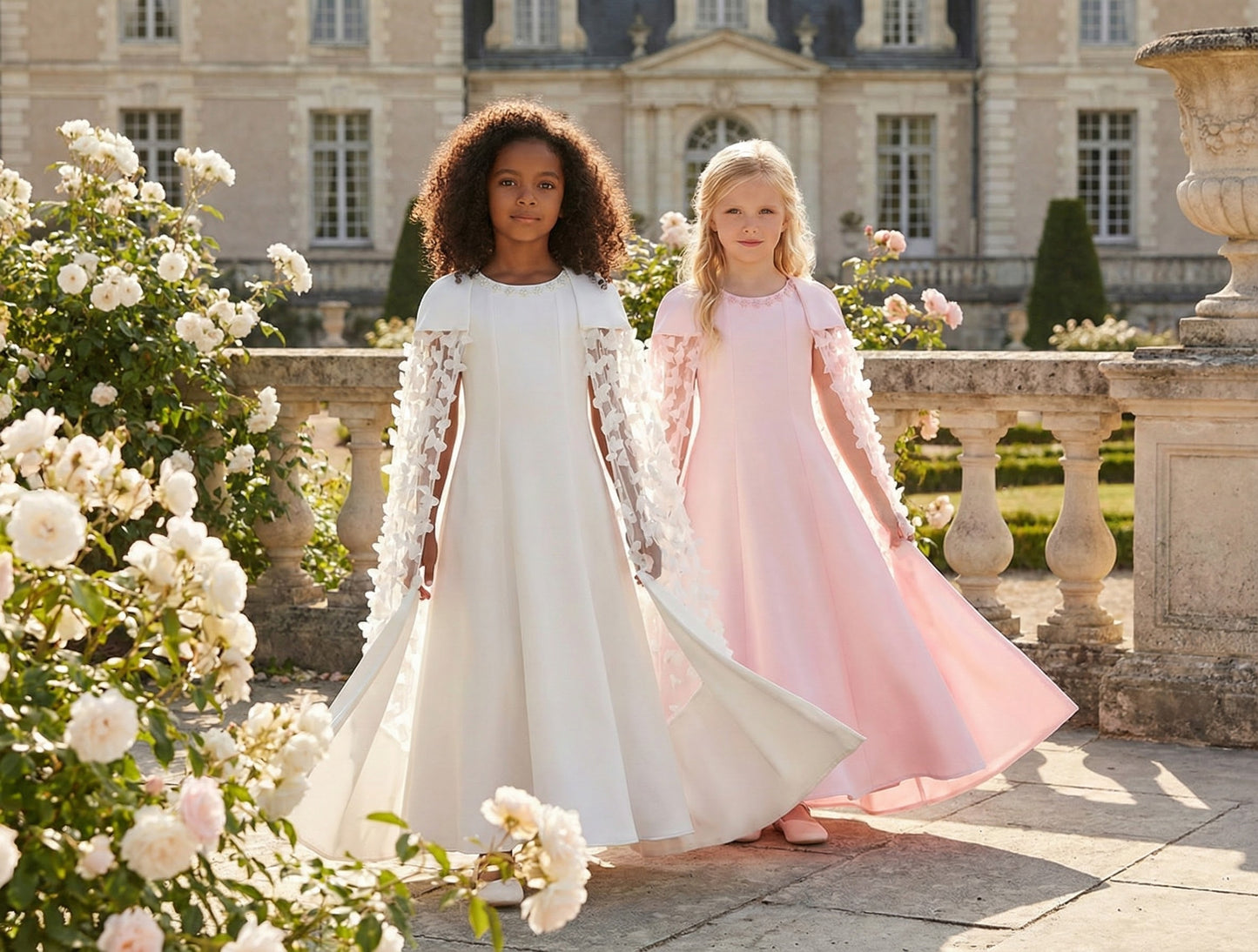 Sofia Baby Occasions: White Tulle Butterfly Cape Dress