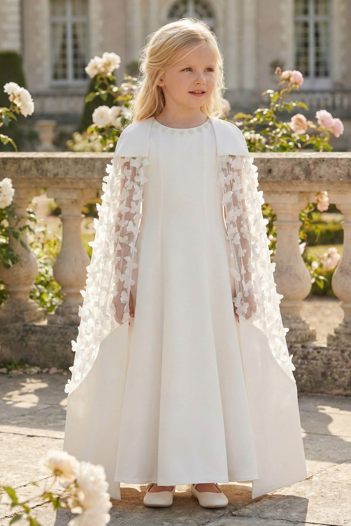 Sofia Baby Occasions: White Tulle Butterfly Cape Dress