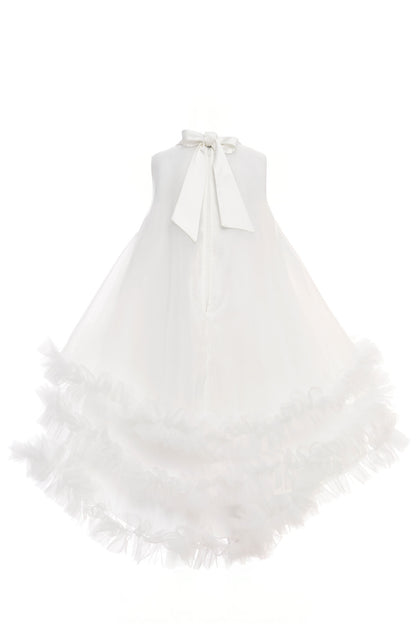 Sofia Baby Occasions: Organza Ruffle High-Low Dress with Headband-White