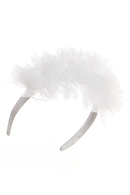 Sofia Baby Occasions: Organza Ruffle High-Low Dress with Headband-White