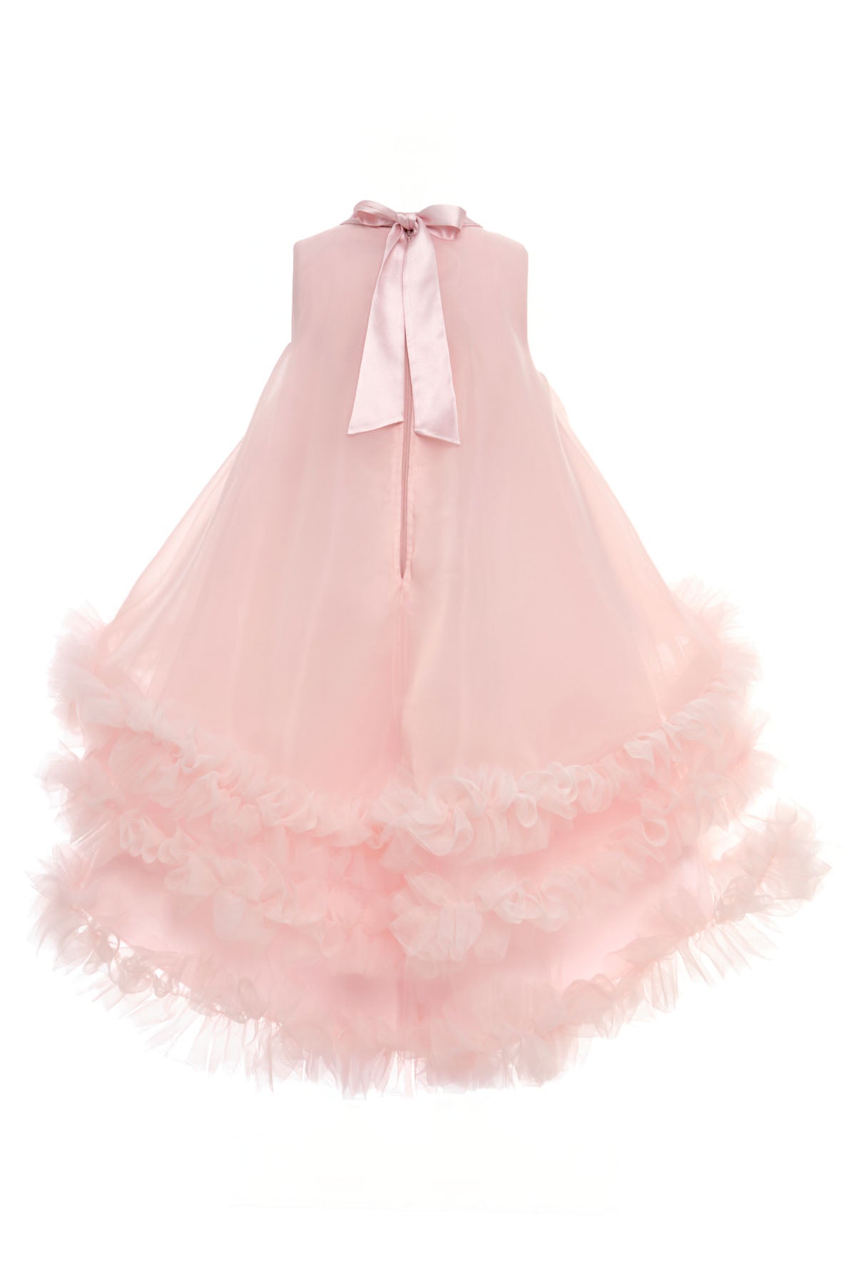 Sofia Baby Occasions: Organza Ruffle High-Low Dress with Headband-Pink