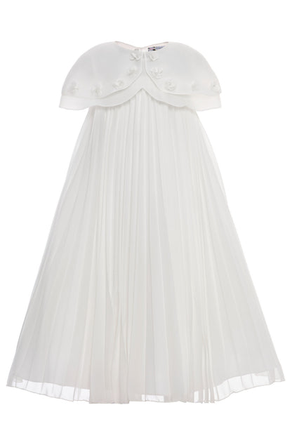 Sofia Baby Occasions: Georgette pleated gown with embellished Cape-White