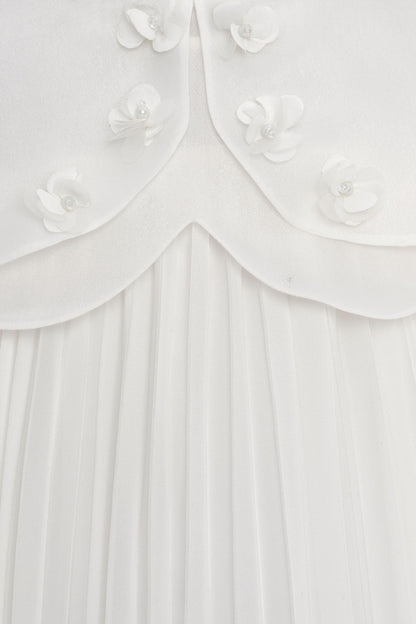 Sofia Baby Occasions: Georgette pleated gown with embellished Cape-White