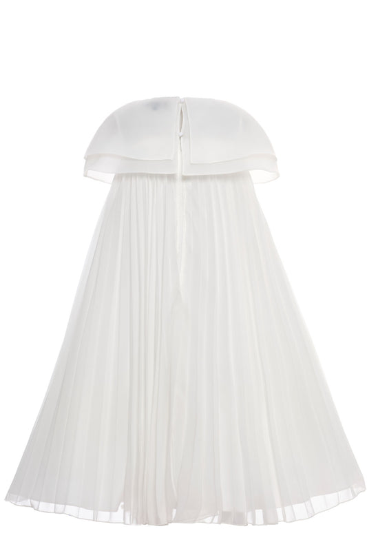 Sofia Baby Occasions: Georgette pleated gown with embellished Cape-White