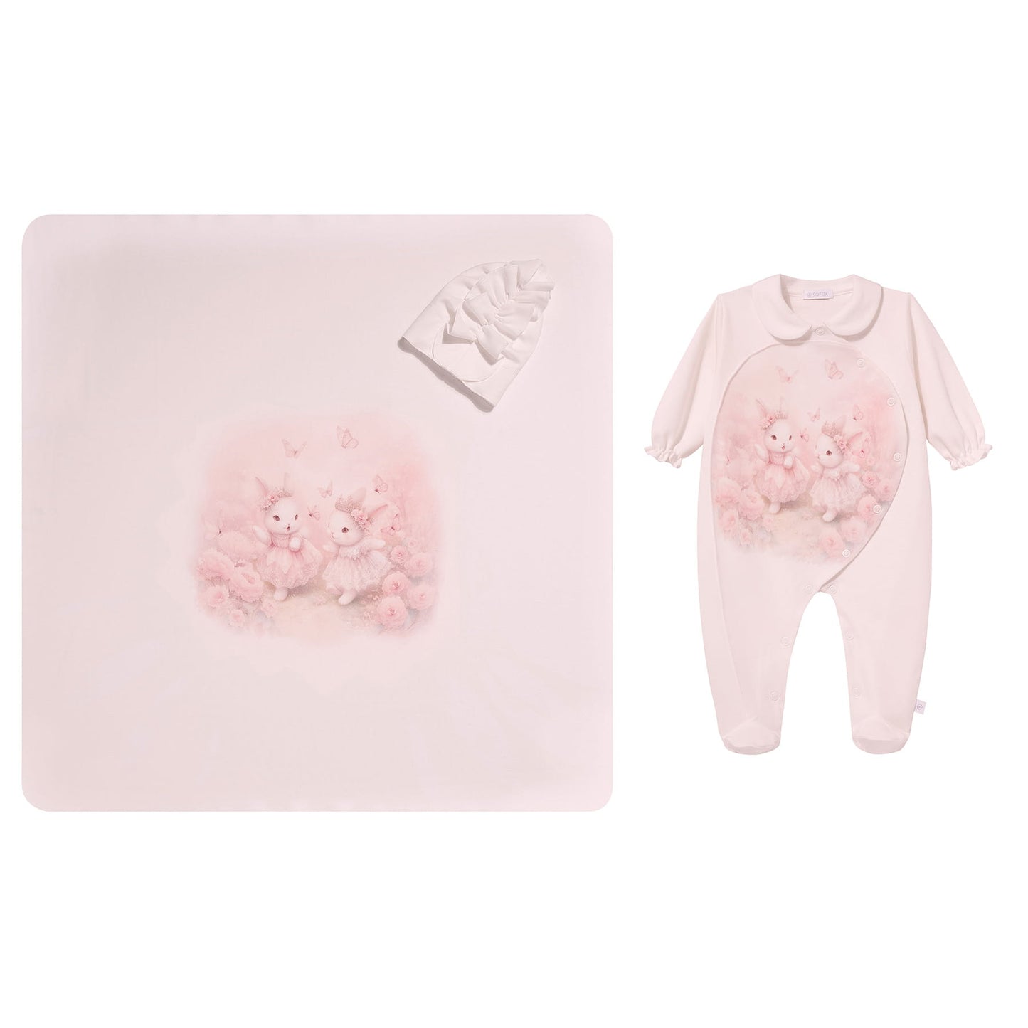 LUXURY COLLECTION: SET 3 PCS (BABYGROW,HAT,SWADDLE) BOX NEL