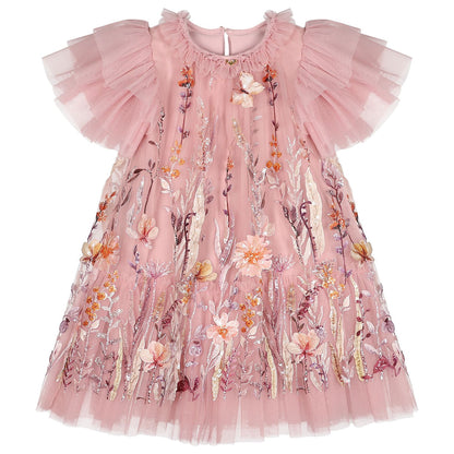 ANGEL'S FACE: HEATHER EMBROIDERY BORDER ROSE DRESS