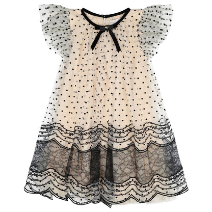 ANGEL'S FACE: IVY SPOT AND LACE BISCUIT/BLACK DRESS