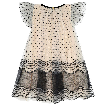 ANGEL'S FACE: IVY SPOT AND LACE BISCUIT/BLACK DRESS
