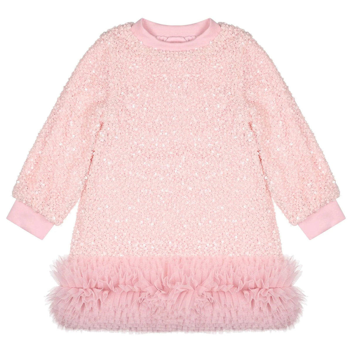 ANGEL'S FACE: JEANETTE BOUCLE SEQUIN PINK DRESS
