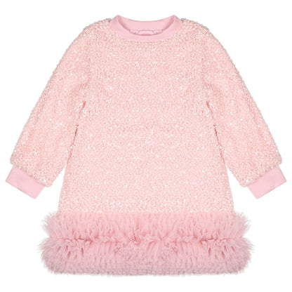 ANGEL'S FACE: JEANETTE BOUCLE SEQUIN PINK DRESS
