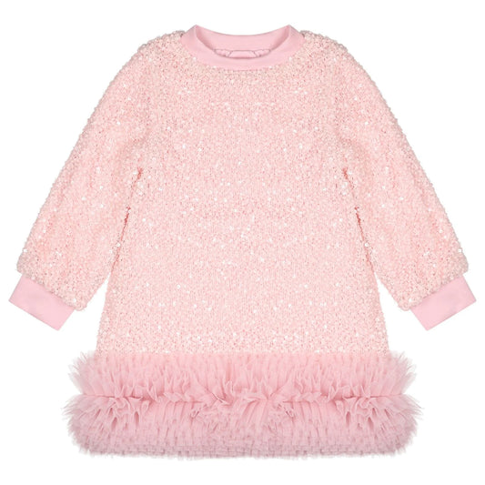 ANGEL'S FACE: JEANETTE BOUCLE SEQUIN PINK DRESS