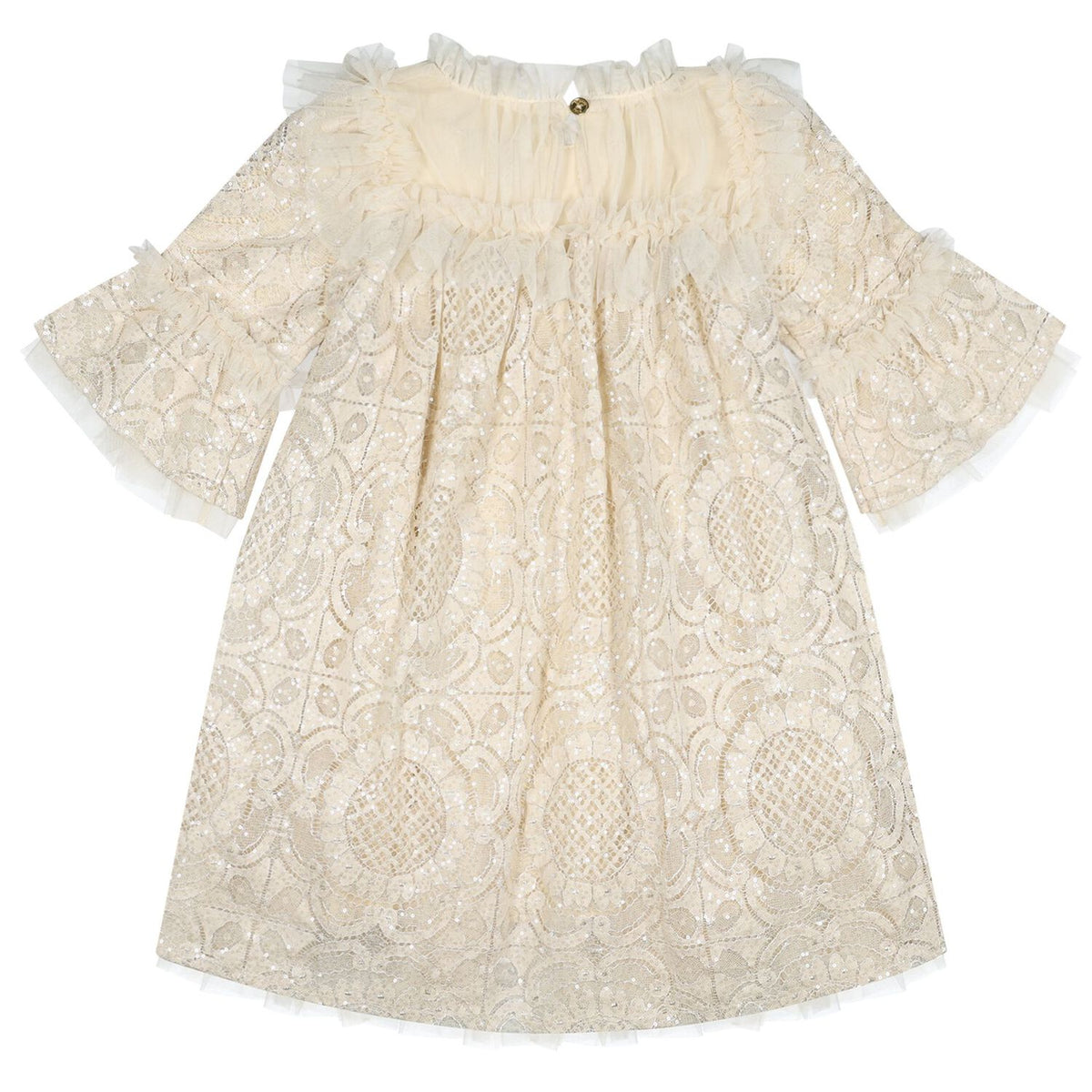 ANGEL'S FACE: KRISTI L/S SEQUIN LACE BEIGE DRESS