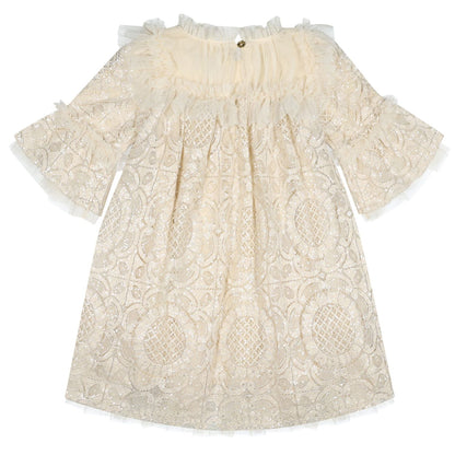 ANGEL'S FACE: KRISTI L/S SEQUIN LACE BEIGE DRESS