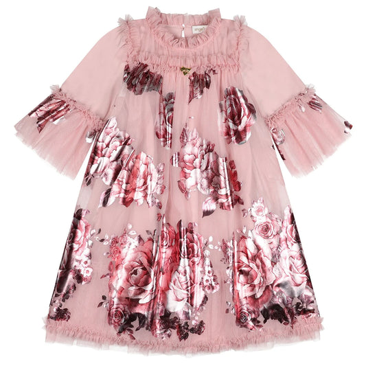 Sofia Baby ANGEL'S FACE: KRISTI FOIL BORDER PRINT VINTAGE ROSE DRESS