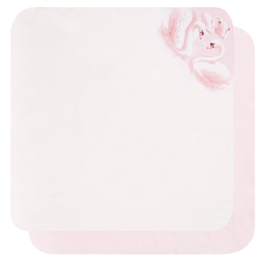 Luxury Set 2 PCS (Muslin Diapers) "ALI" White & Pink