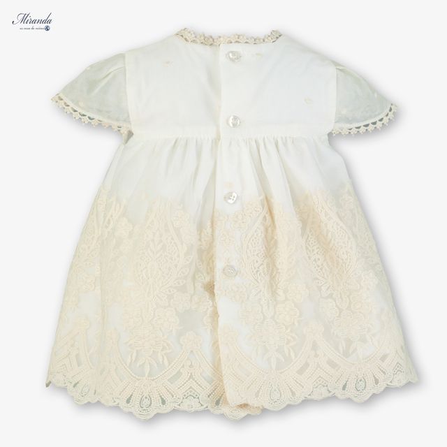 Miranda-Baby Girls Ivory Tulle & Lace Dress Set