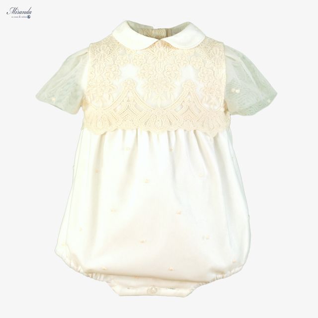Miranda-Baby Boys Ivory Tulle & Lace Shortie Set
