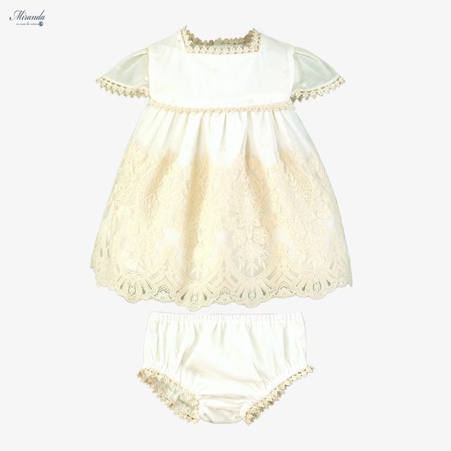 Miranda-Baby Girls Ivory Tulle & Lace Dress Set