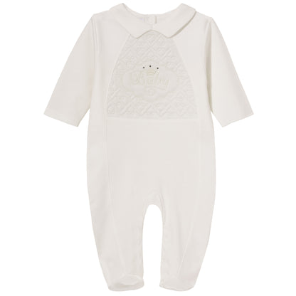Luxury Collection: Babygrow with collar" BAMBINI" Ivory
