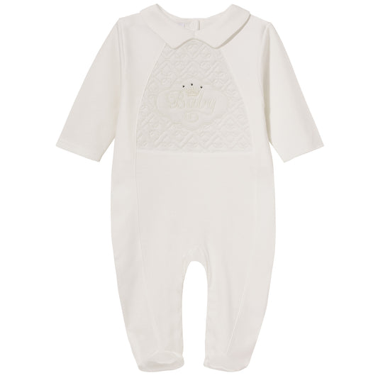 Luxury Collection: Babygrow with collar" BAMBINI" Ivory