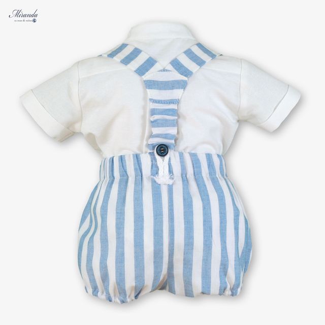 Miranda-Baby Boys Blue & White Stripe Cotton Shorts Set
