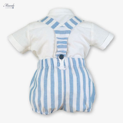 Miranda-Baby Boys Blue & White Stripe Cotton Shorts Set