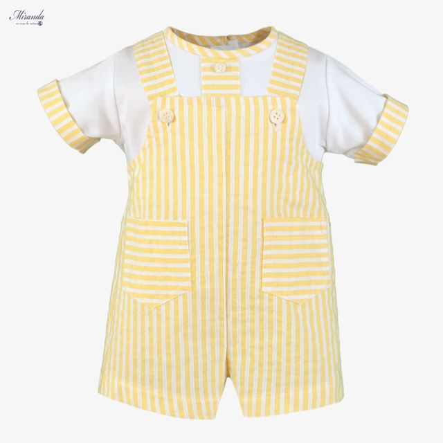 Miranda-Baby Boy T-shit with Dungarees Yellow