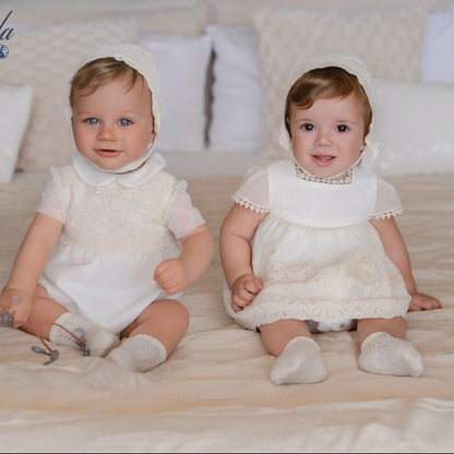 Miranda-Baby Girls Ivory Tulle & Lace Dress Set