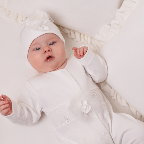 Luxury Collection: Babygrow unzipped Elif- Ivory