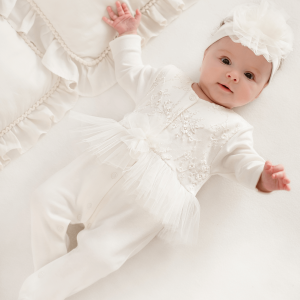 Luxury collection: Babygrow with tulle skirt and lace" ELIF"