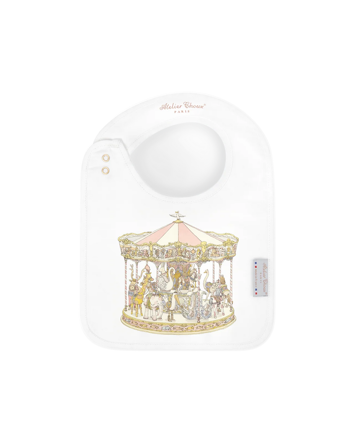 Atelier Choux Paris: Satin bib - Carousel Pink