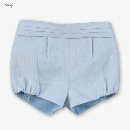 Miranda-Boys Pale Blue Cotton & Linen Shorts