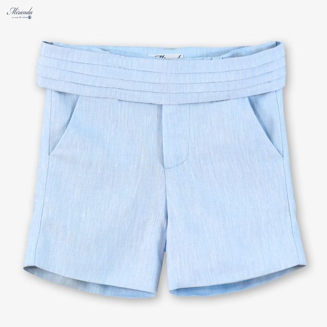 Miranda-Boys Pale Blue Cotton & Linen Shorts