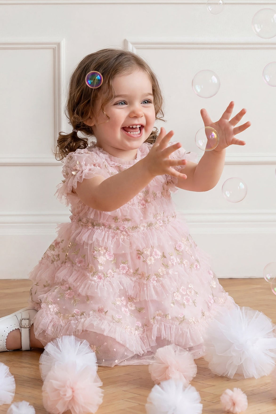 Needle & Thread: DAISY WAVE BABY DRESS PINK