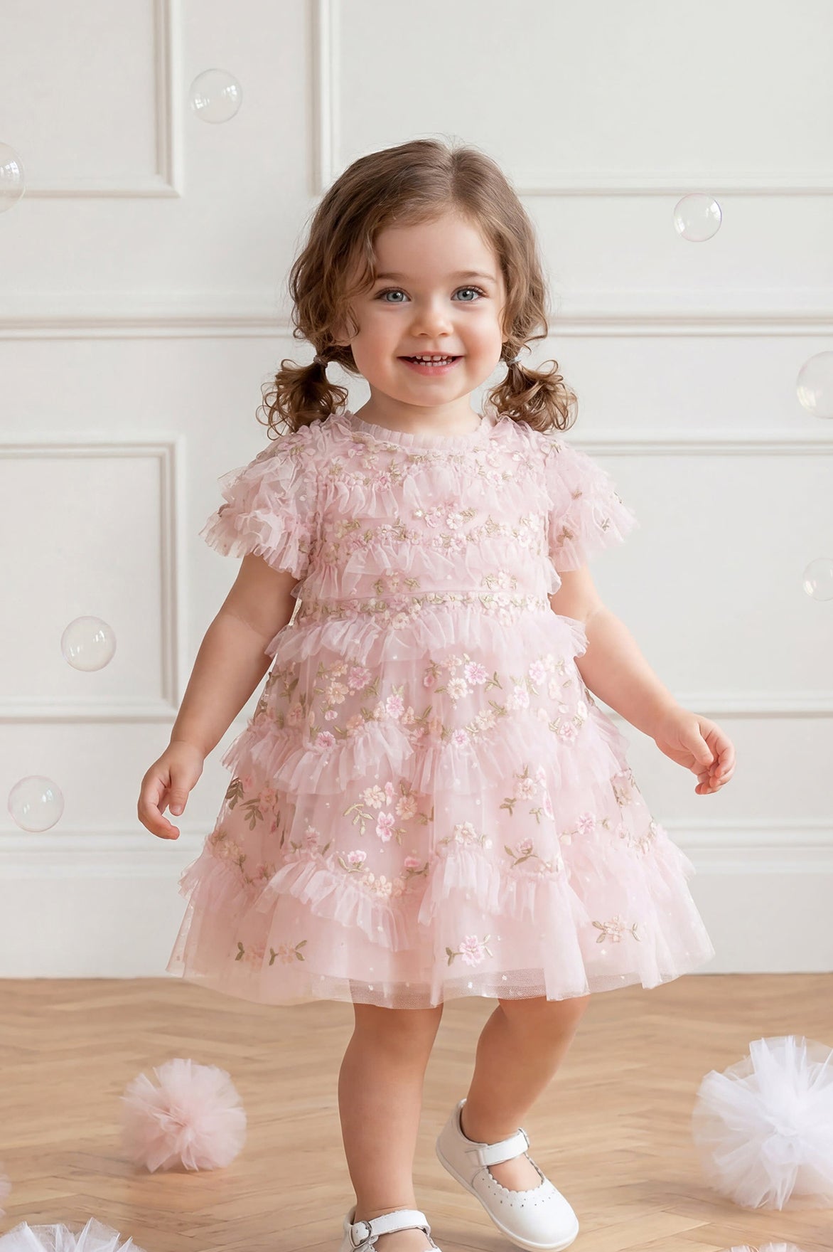 Needle & Thread: DAISY WAVE BABY DRESS PINK