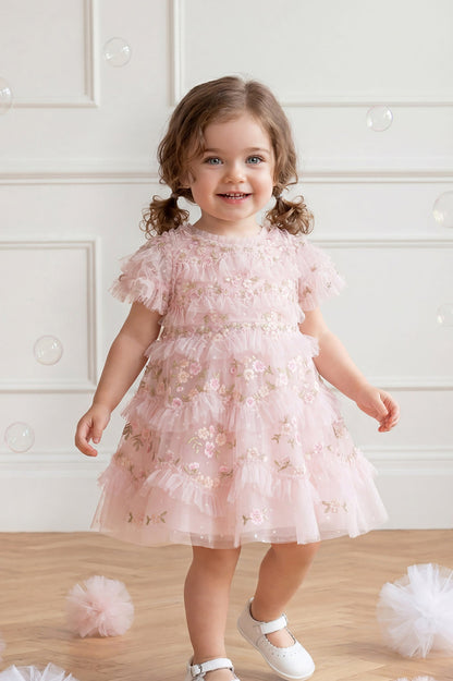 Needle & Thread: DAISY WAVE BABY DRESS PINK