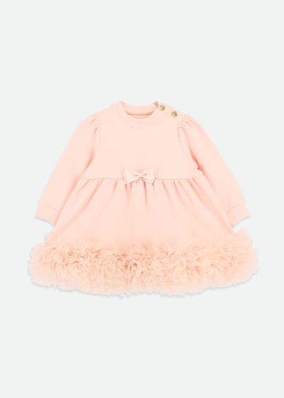 Angel's Face: DAWN L/S TULLE TRIM BABY DRESS BLUSH PINK