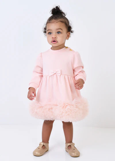 Angel's Face: DAWN L/S TULLE TRIM BABY DRESS BLUSH PINK