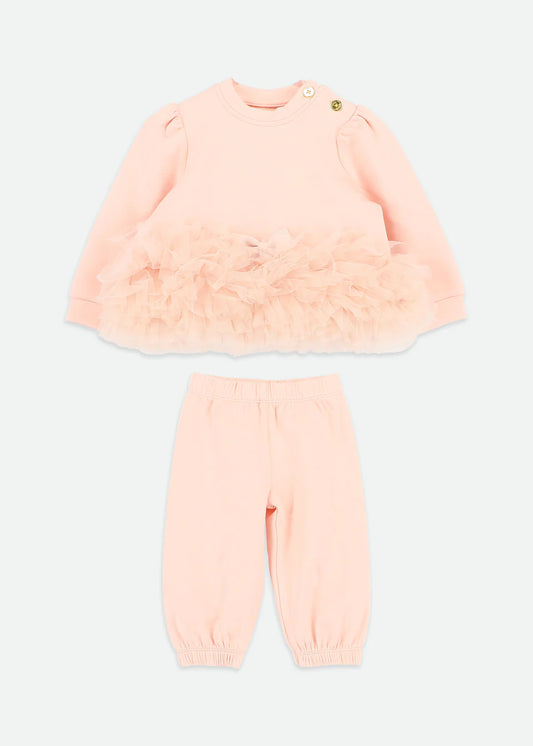 Angels' Face: DEONNE TULLE TRIM BABY TRACKSUIT BLUSH PINK