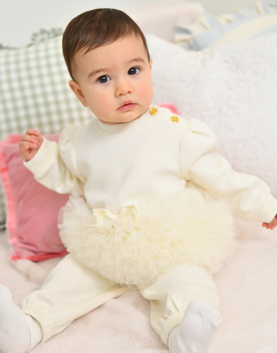 Angel's Face: DEONNE TULLE TRIM BABY TRACKSUIT VANILLA