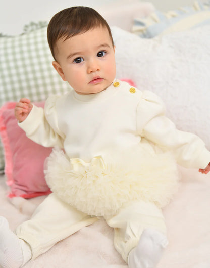 Angel's Face: DEONNE TULLE TRIM BABY TRACKSUIT VANILLA
