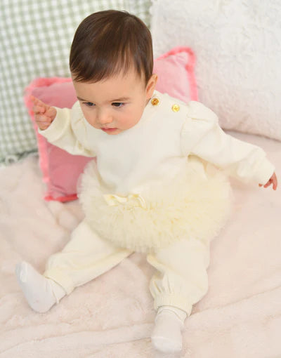 Angel's Face: DEONNE TULLE TRIM BABY TRACKSUIT VANILLA