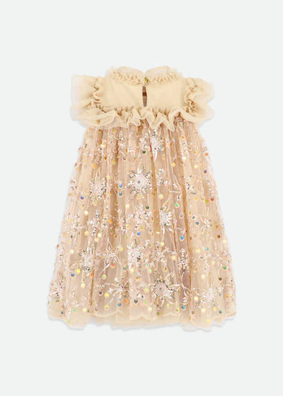 Angel's face-DOMINIQUE FLOWER SEQUIN DRESS GOLD